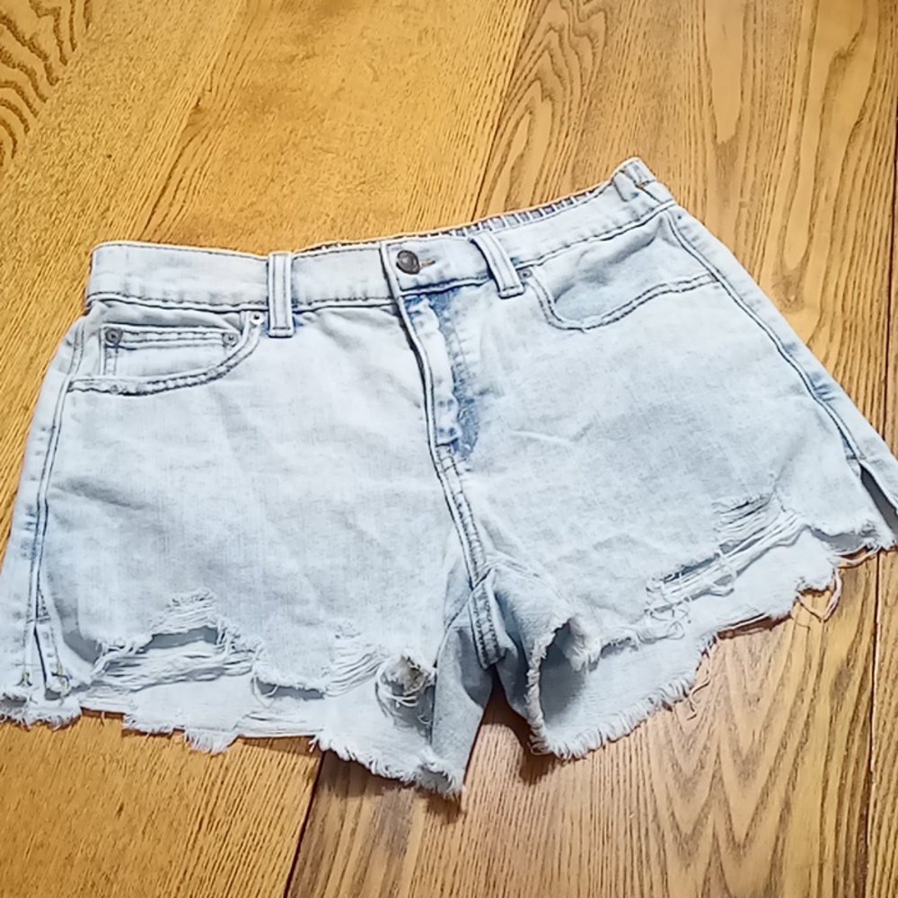 AERIE Jeans Womens Shorts SP BLUE  Preowned Frey Raw Hem ? Small Petite Summer